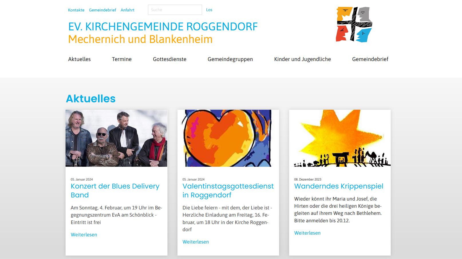 Screenshot der Webseite https://www.ev-kirchengemeinde-roggendorf.de/